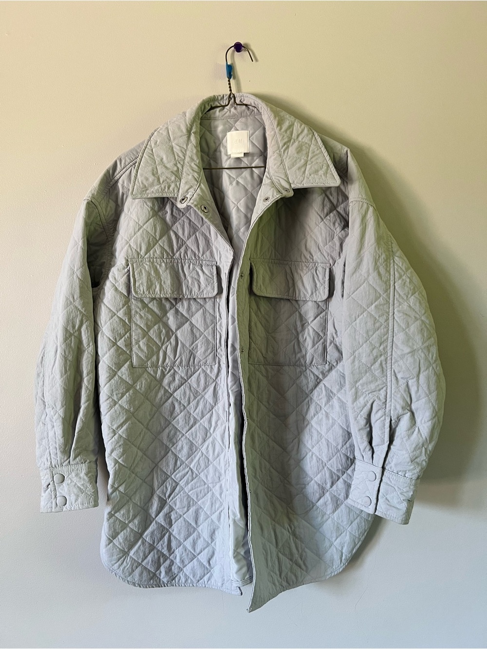 H&M Light Gray Quilted Shacket Jacket